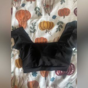 SHEIN black cropped tie back top